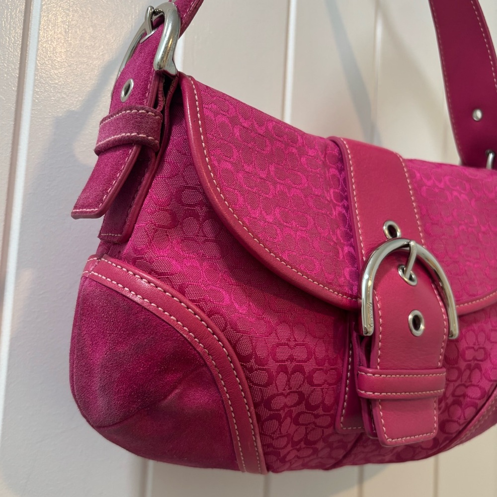 Coach Soho Mini Pink Signature Canvas Suede Denim Vintage Y2K Coach 6818 - Picture 3 of 15